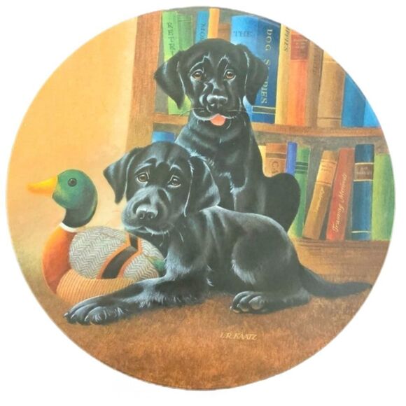 Knowles Collector Plate – “It’s a Dog’s Life” Black Labrador Retrievers – 8.25” - Picture 1 of 2